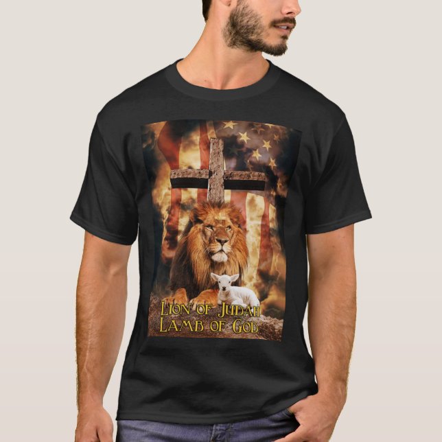 Lejon för Judah Lamb of God House Hett Gift673p T Shirt (Framsida)