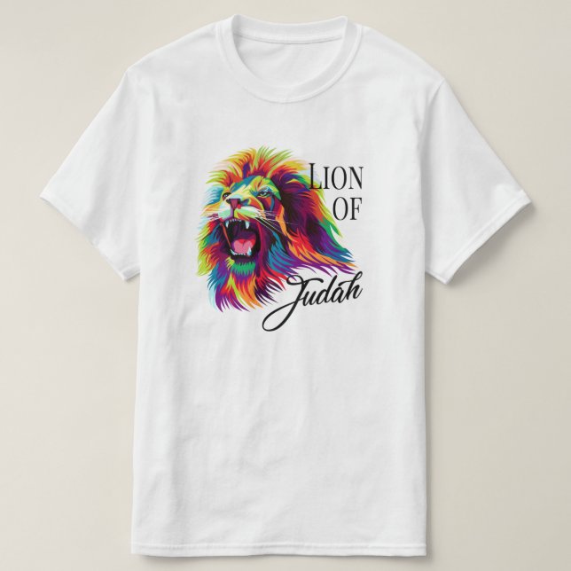 Lejon för Judah Multifärgad Christian Biblical T Shirt (Design framsida)