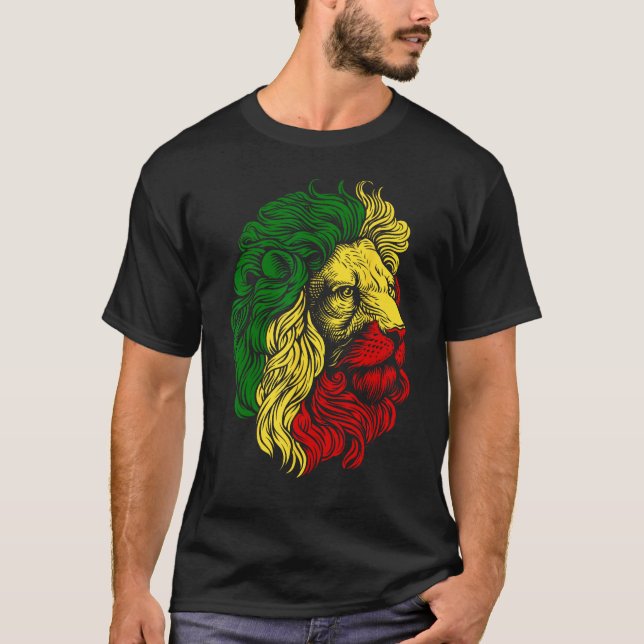 Lejon för Judah Rasta Reggae Music Design T Shirt (Framsida)