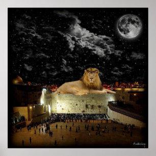 Lejon för Judah Western Wall Poster