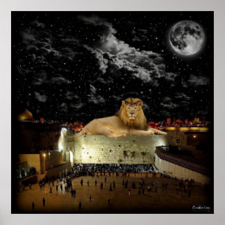 Lejon för Judah Western Wall Poster
