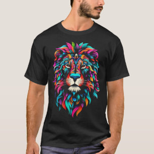 Lejon för konstnärlig färgstark brant t shirt