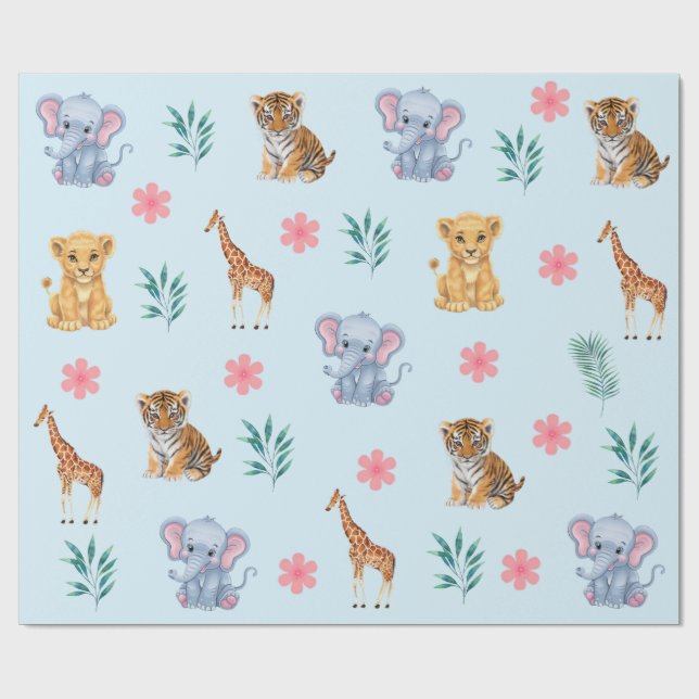 Lejon för modern Safari Jungle Animals elephant Ti Presentpapper (Platt)