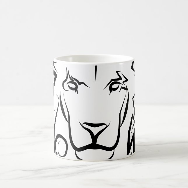 Lejon för svarta och vita stammar kaffemugg (Center)
