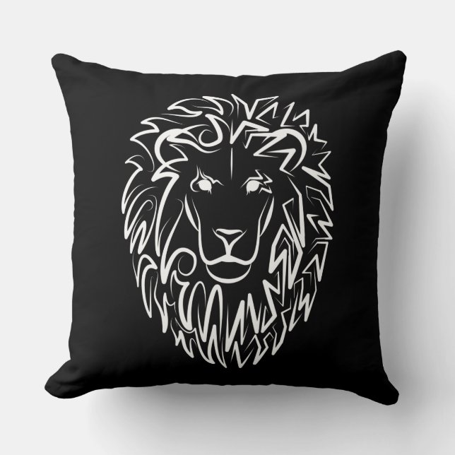 Lejon för svarta och vita stammar kudde (Framsida)