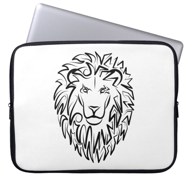 Lejon för svarta och vita stammar laptop fodral (Framsidan)