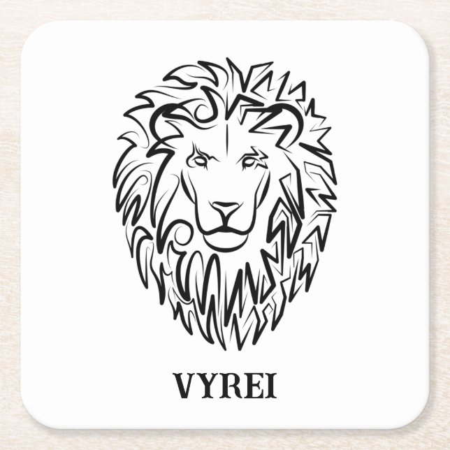 Lejon för svarta och vita stammar underlägg papper kvadrat (Framsidan)