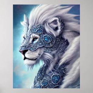 Lejon för vackert White Armored Warrior Poster