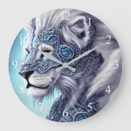 Lejon för vackert White Armored Warrior Stor Klocka