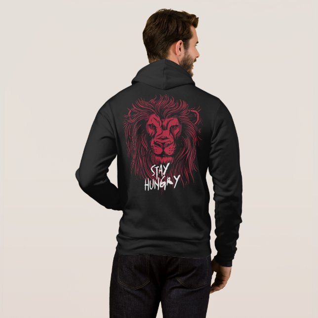 Lejon Förbli hungrig T Shirt (Hel baksida)