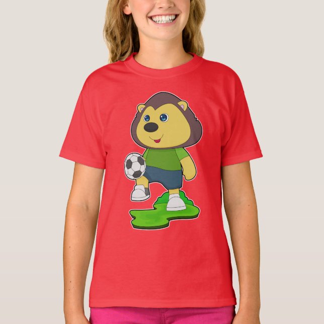 Lejon Fotbollsspelare Fotboll T Shirt (Framsida)
