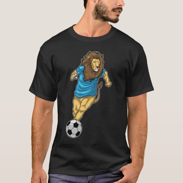 Lejon Fotbollsspelare Fotboll T Shirt (Framsida)