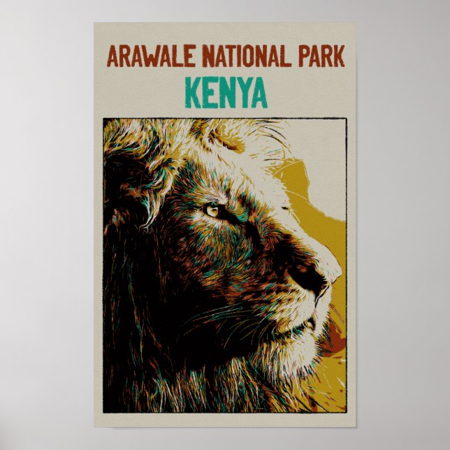 Lejon från Arawale nationalpark Kenya Poster (Framsidan)