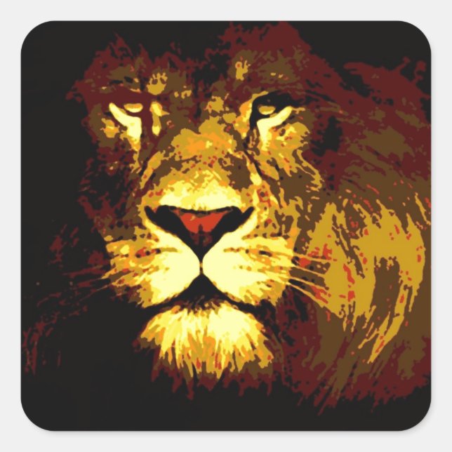 Lejon Fyrkantigt Klistermärke (Framsida)