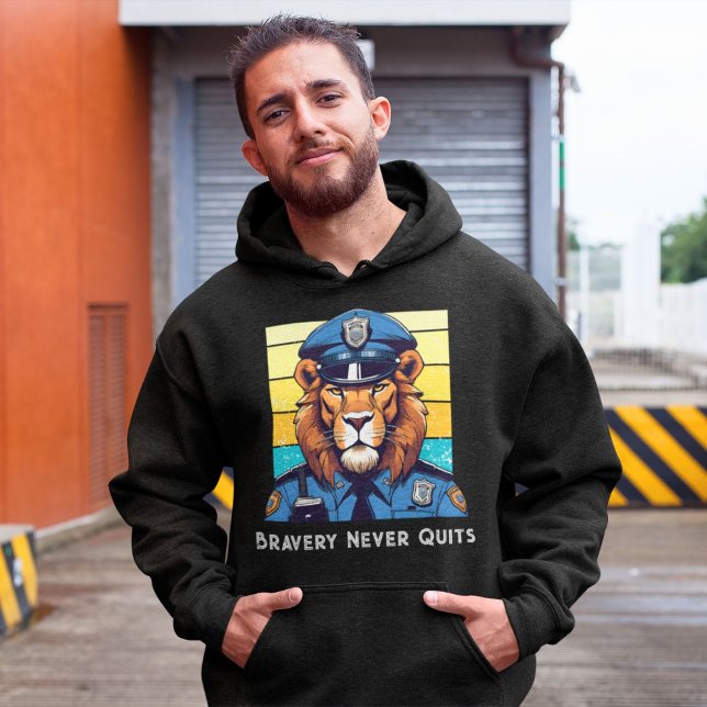 Lejon gåva från födelsedagen till polistjänstemän  hoodie (Birthday Lion Gift for Police Officers Dad Grandpa)