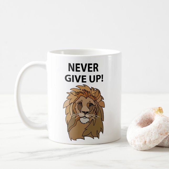 Lejon Ger Aldrig Upp Lejon Kaffemugg (Med munk)