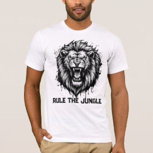 Lejon Grafisk Regel Djungeln Modig Streetwear T Shirt
