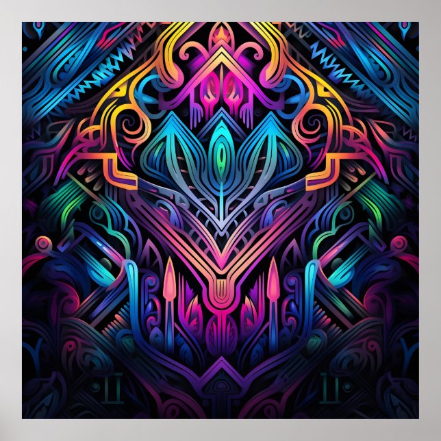 Lejon grafiti höst löv utskrift poster (Framsidan)