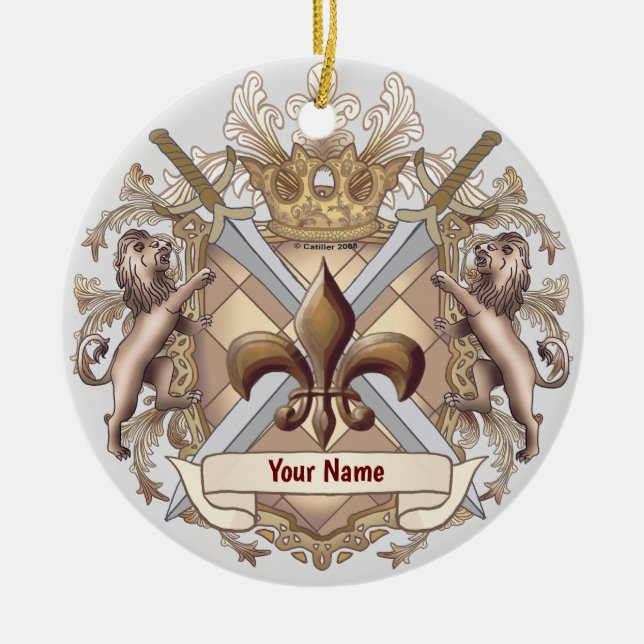 Lejon Griffin Sköld släktnamn ornament (Framsidan)