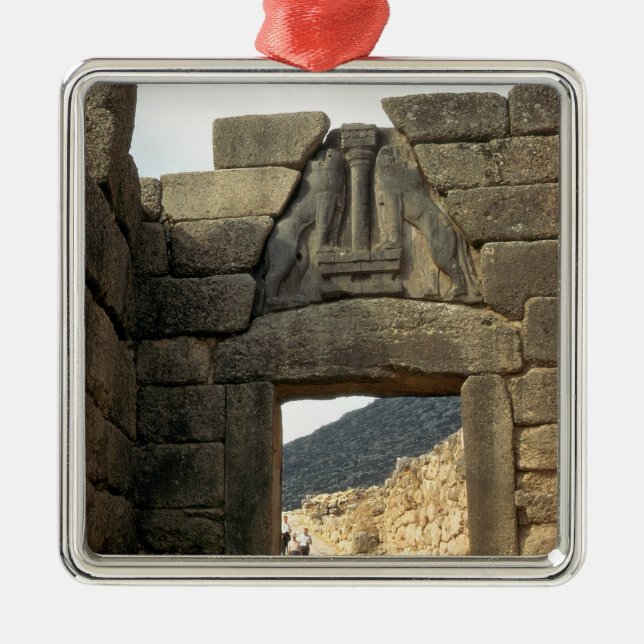 Lejon grind över hänrycka julgransprydnad metall (Framsidan)