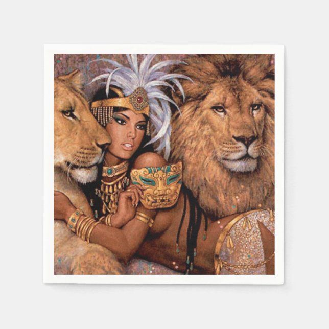 Lejon gudinna Egyptian Princess Napkin Pappersservett (Framsidan)