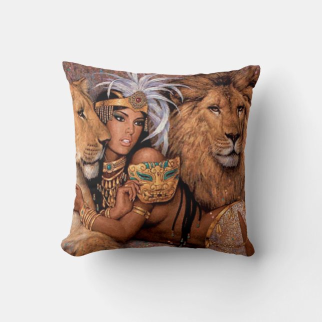 Lejon gudinna Egyptian Princess Pillow Kudde (Framsida)