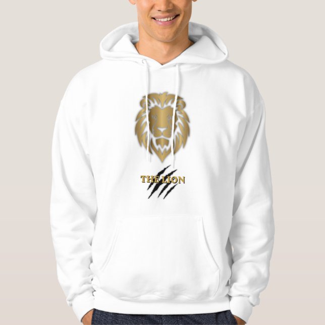 Lejon Gul & Svart Grafisk Hoodie (Framsida)