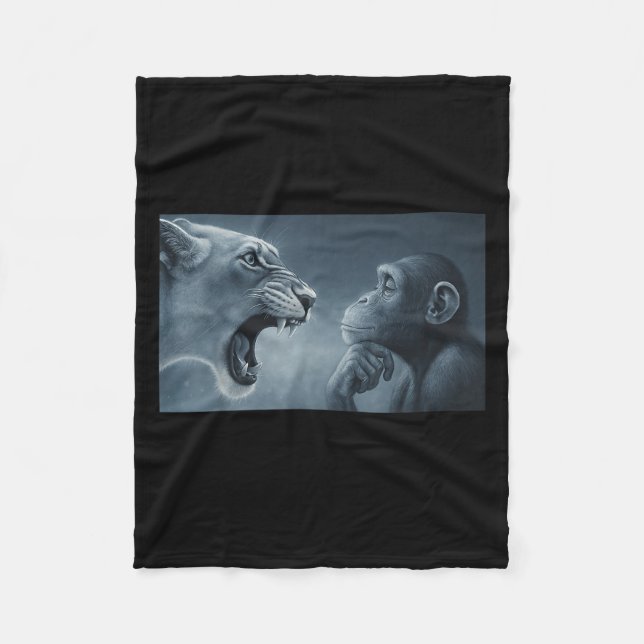 Lejon gulfärgning vid apa, apa och Lejon membran M Fleecefilt (Framsidan)