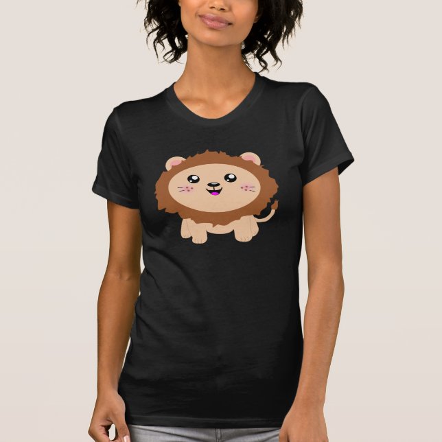 Lejon gullig tecknad tee shirt (Framsida)