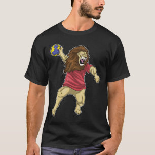 Lejon handbollsspelarhandboll t shirt