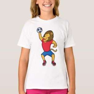 Lejon handbollsspelarhandboll t shirt