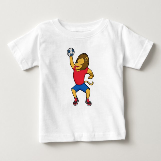 Lejon handbollsspelarhandboll t shirt (Framsida)