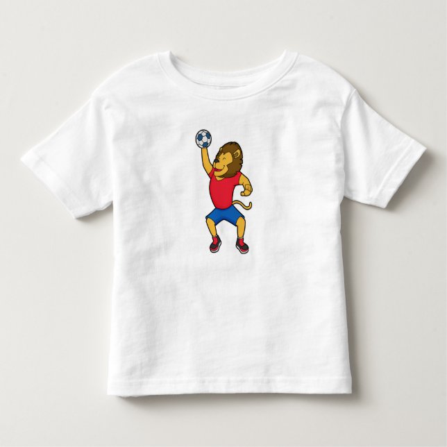 Lejon handbollsspelarhandboll t shirt (Framsida)