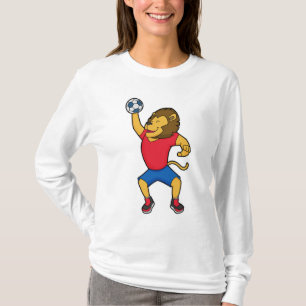 Lejon handbollsspelarhandboll t shirt
