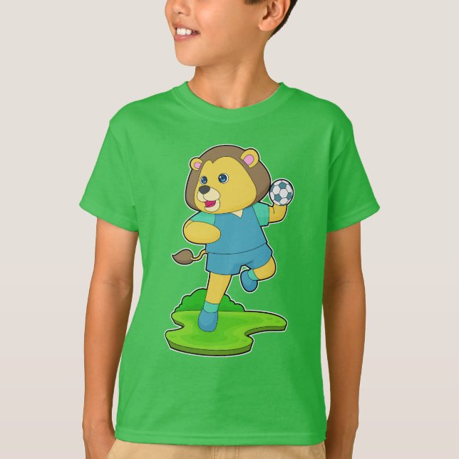 Lejon handbollsspelarhandboll t shirt (Framsida)