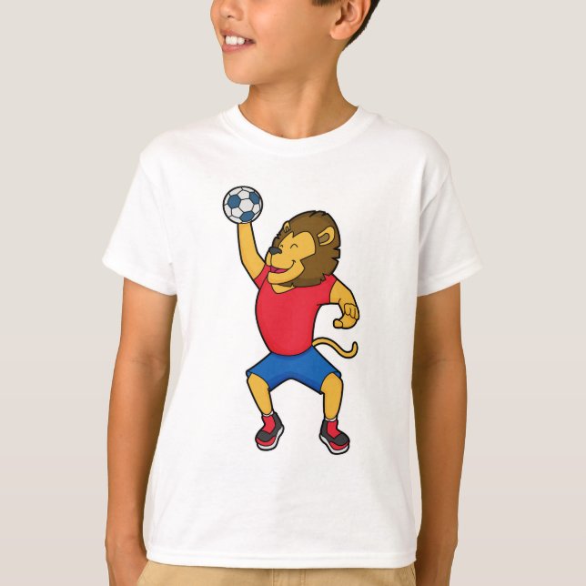 Lejon handbollsspelarhandboll t shirt (Framsida)