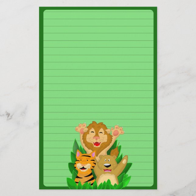 Lejon (härskad) tiger- och björnbrevpapper, brevpapper (Framsida)