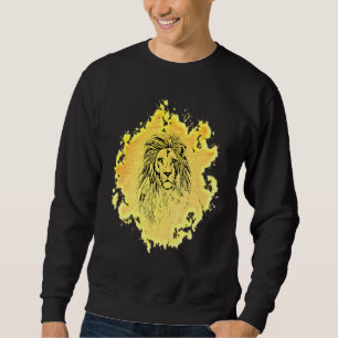 Lejon Head Afrika Big Cat Mane Colorful Lejon Lång Ärmad Tröja
