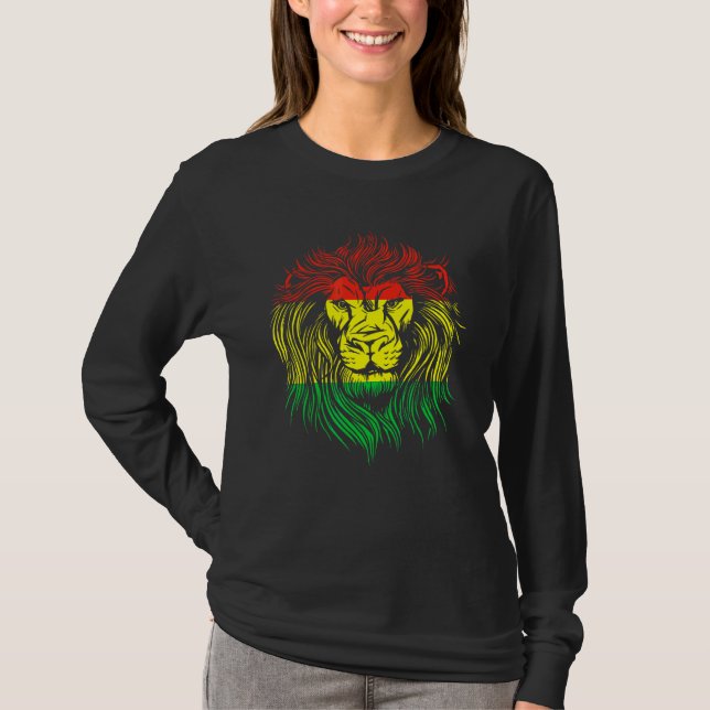 Lejon Head Flagga Bolivia T Shirt (Framsida)