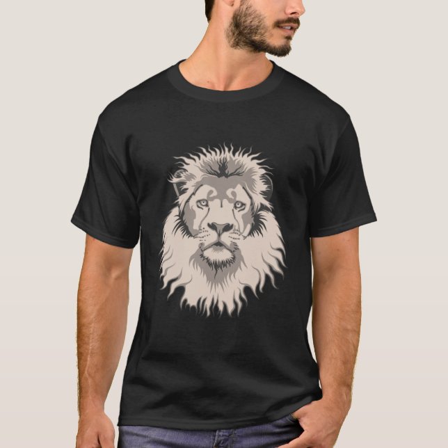 Lejon Head grundläggande svart T Shirt (Framsida)