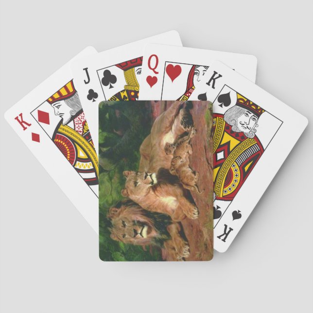 Lejon hemma (med Lioness och Lejona Unge) Casinokort (Baksidan)