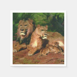 Lejon hemma (med Lioness och Lejona Unge) Pappersservett