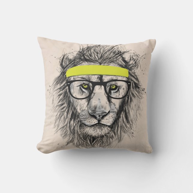 Lejon Hipster (ljus bakgrund) Kudde (Framsida)