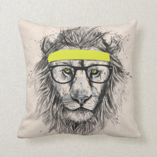 Lejon Hipster (ljus bakgrund) Kudde