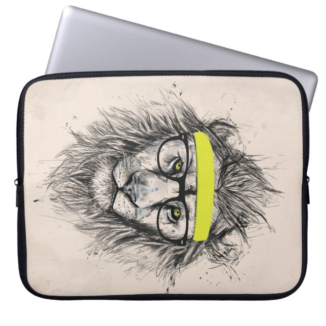 Lejon Hipster (ljus bakgrund) Laptop Sleeve (Framsidan)