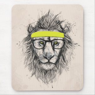 Lejon Hipster (ljus bakgrund) Musmatta