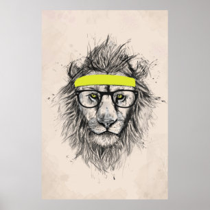 Lejon Hipster (ljus bakgrund) Poster