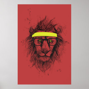 lejon hipster (rött) poster