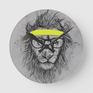 Lejon Hipster Rund Klocka