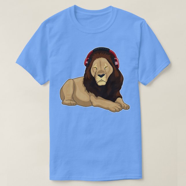 Lejon hörlursmusik t shirt (Design framsida)